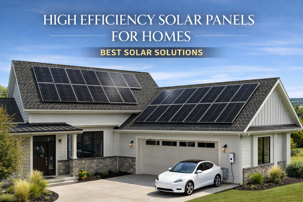 Residential solar panel installation with high efficiency solar system for home energy