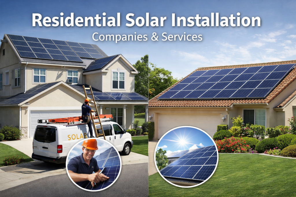 residential solar panel installation on rooftop