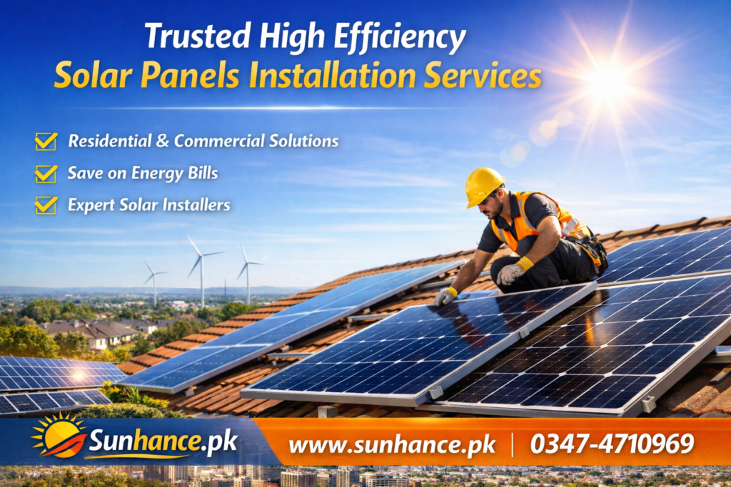 High efficiency solar panel installation for homes and businesses in Pakistan